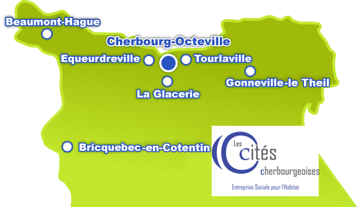 Carte du patrimoine locatif de Les Cités Cherbourgeoises